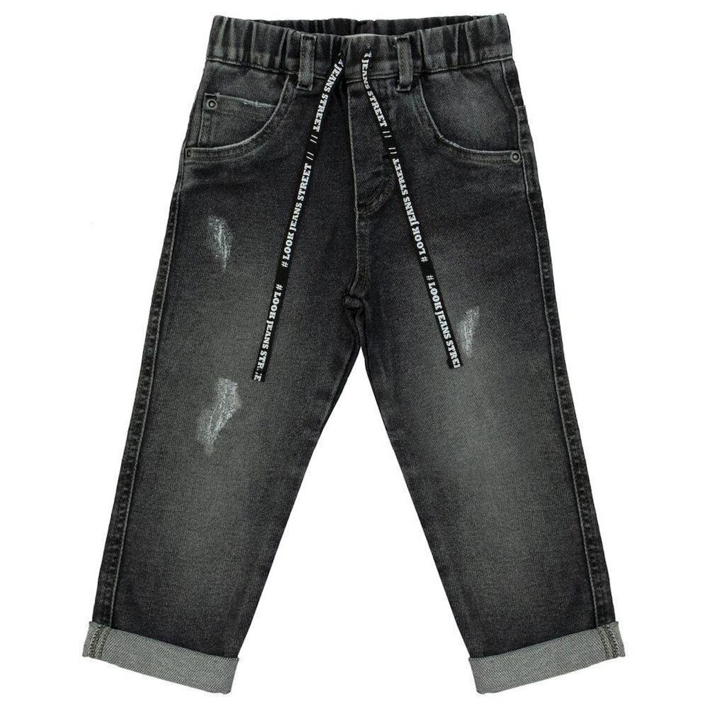Calça Infantil Look Jeans Reta Moletom Jeans Black - UNICA - 01