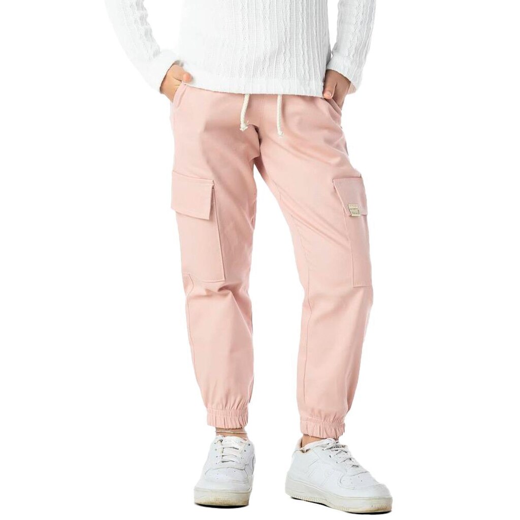 Calça Infantil Menina Jogger Bolso Cargo Elástico Sarja