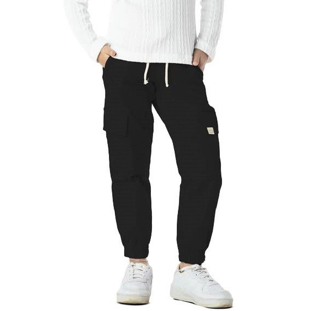 Calça Infantil Menina Jogger Bolso Cargo Sarja Lisa Preta