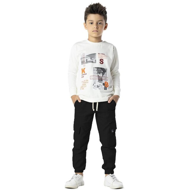 Calça Infantil Menino Jogger Cargo Sarja Punho Elástico