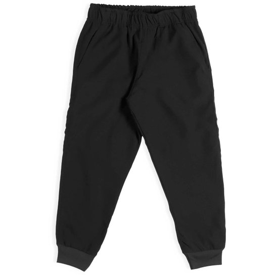 Calça Infantil Menino Quente Com Punho Microfibra Preta