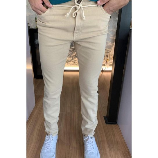 Calça Jeans Acostamento Super Skinny Goanna Bege Netshoes