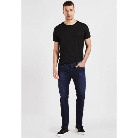 Calça Jeans Aramis Super Slim 5 Pockets Estonada Azul Escuro Tam. 42 - Azul Menor preço em Calça Jeans Aramis Super Slim 5 Pockets Estonada Azul Escuro Tam. 42 - Azul