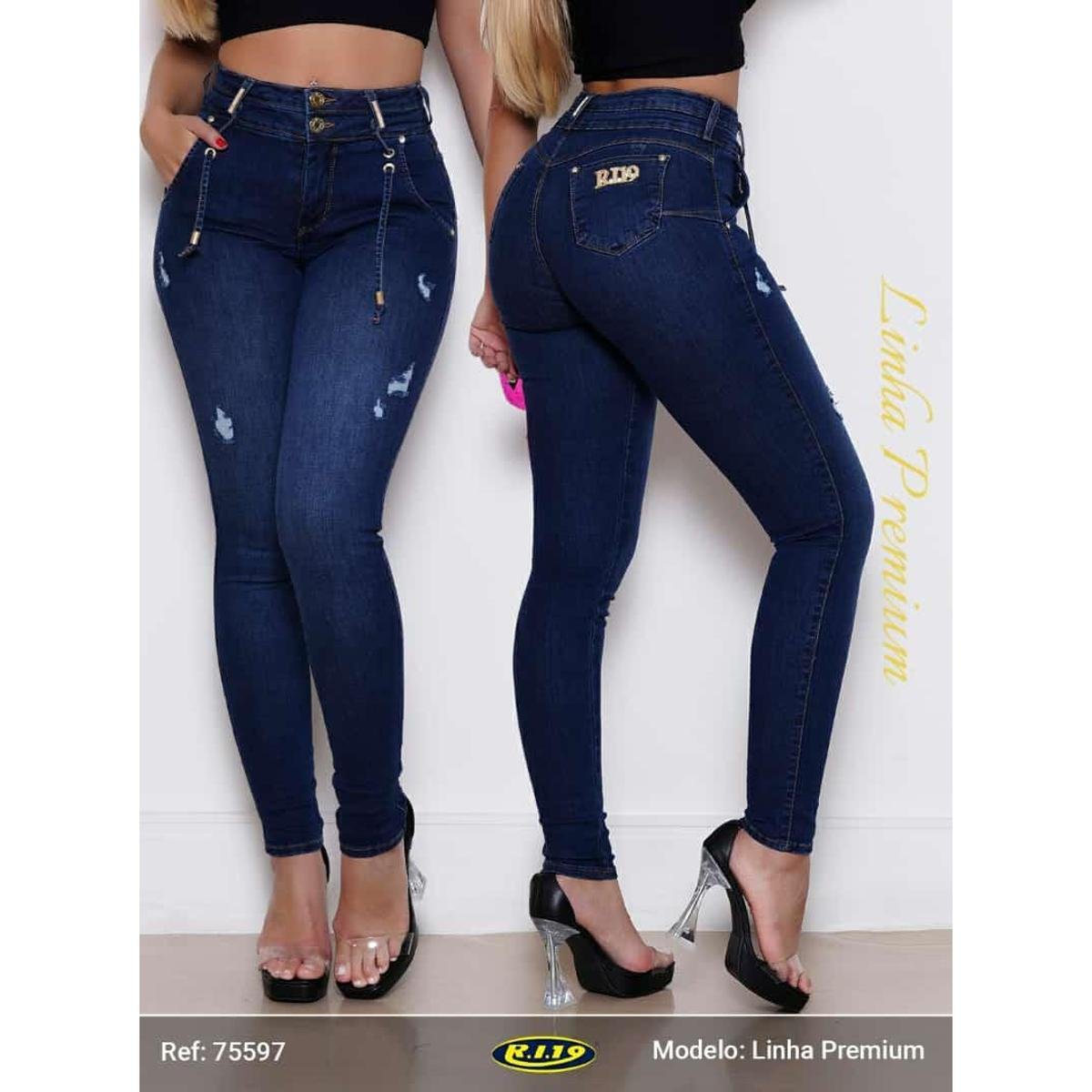 Calcas Ri19 Calça Jeans Azul Feminina Ri19 Empina Bumbum Premiun