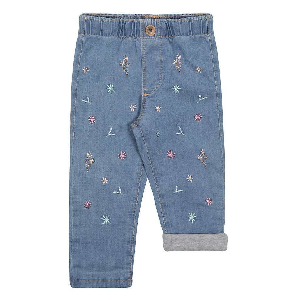 Calça Jeans Bebê Menina Forrada Bordada Alakazoo