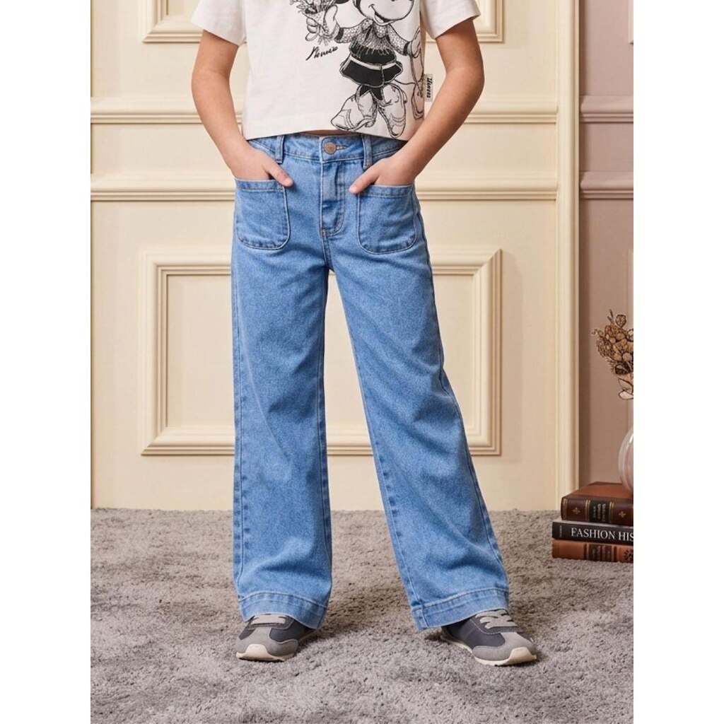 Calça Jeans Bolso Inverso Regulagem e Elastano Animê