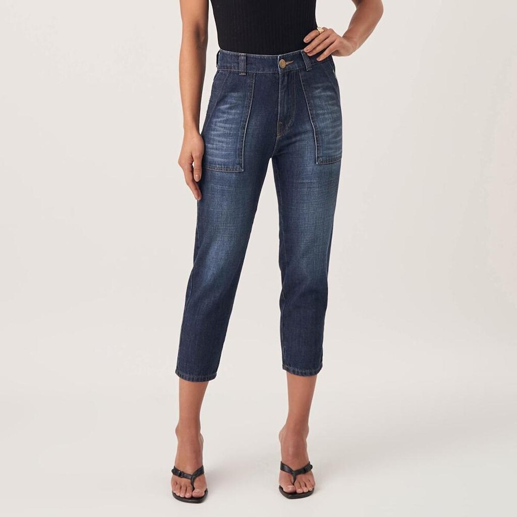Calça Jeans Capri Bolso Utilitario