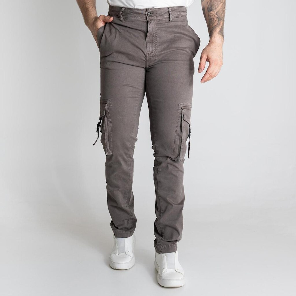 Calça Jeans Cargo Ellus Slim Khaki