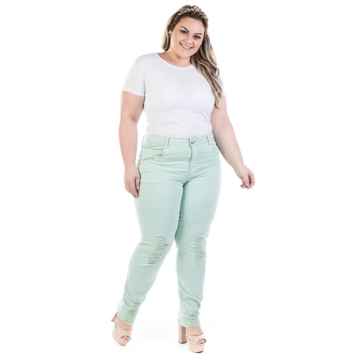 calça destroyed feminina plus size