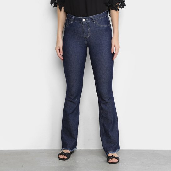 Calça Jeans Coffee Flare Feminina - Azul Escuro Menor preço em Calça Jeans Coffee Flare Feminina - Azul Escuro