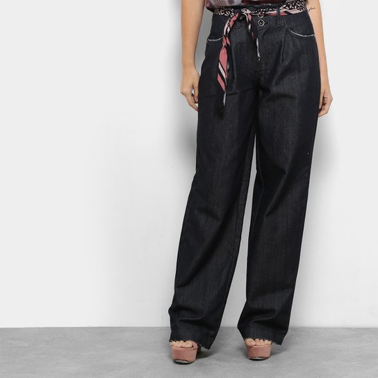 Calça Jeans Colcci Hailey Lenço Larga Feminina - Azul Menor preço em Calça Jeans Colcci Hailey Lenço Larga Feminina - Azul