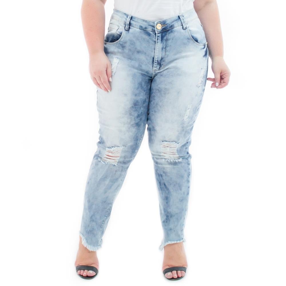 calça destroyed feminina plus size
