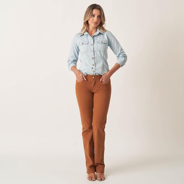 Calça Jeans Confort Reta Judy Basica Cintura Média