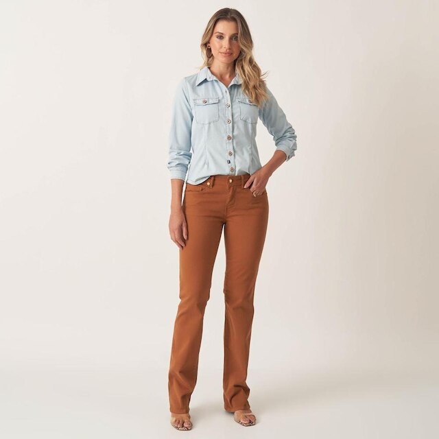 Calça Jeans Confort Reta Judy Basica Cintura Média