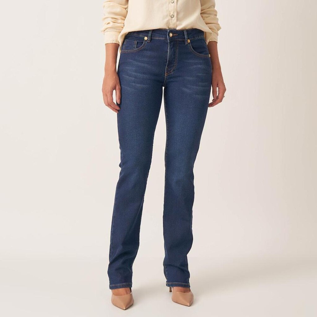 Calça Jeans Confort Reta Judy Basica Cintura Média