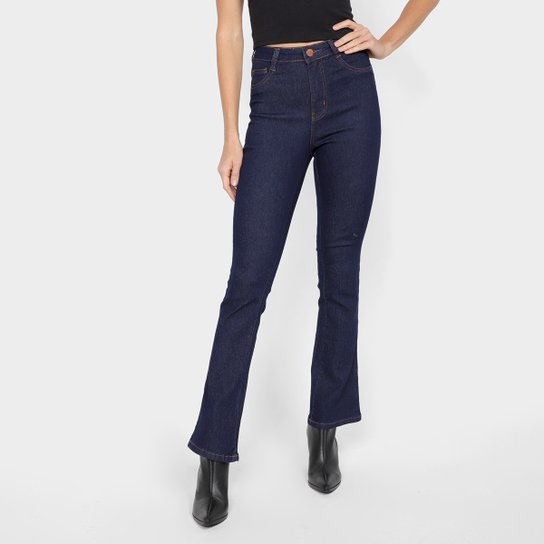 Calça Jeans Ecxo Flare Amaciada Feminina - Marinho Menor preço em Calça Jeans Ecxo Flare Amaciada Feminina - Marinho