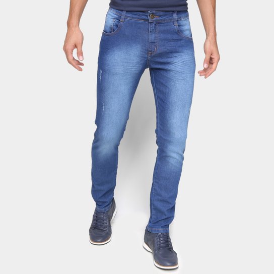 Calça Jeans Ecxo Lavagem Escura Masculina - Azul Menor preço em Calça Jeans Ecxo Lavagem Escura Masculina - Azul