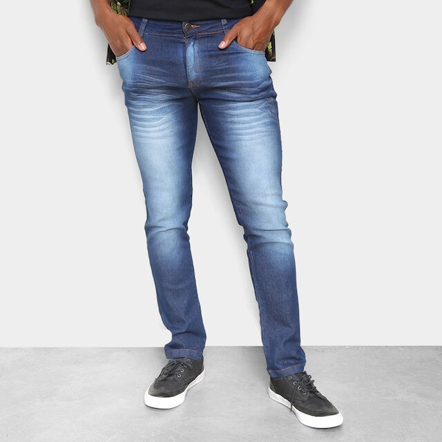 Calça Jeans Ecxo Slim Masculina - Azul Menor preço em Calça Jeans Ecxo Slim Masculina - Azul