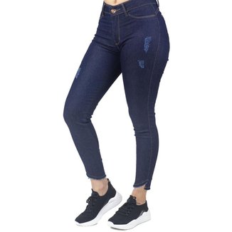 Calça Jeans Feminina Cigarrete Com Detalhe na Barra No Alcance