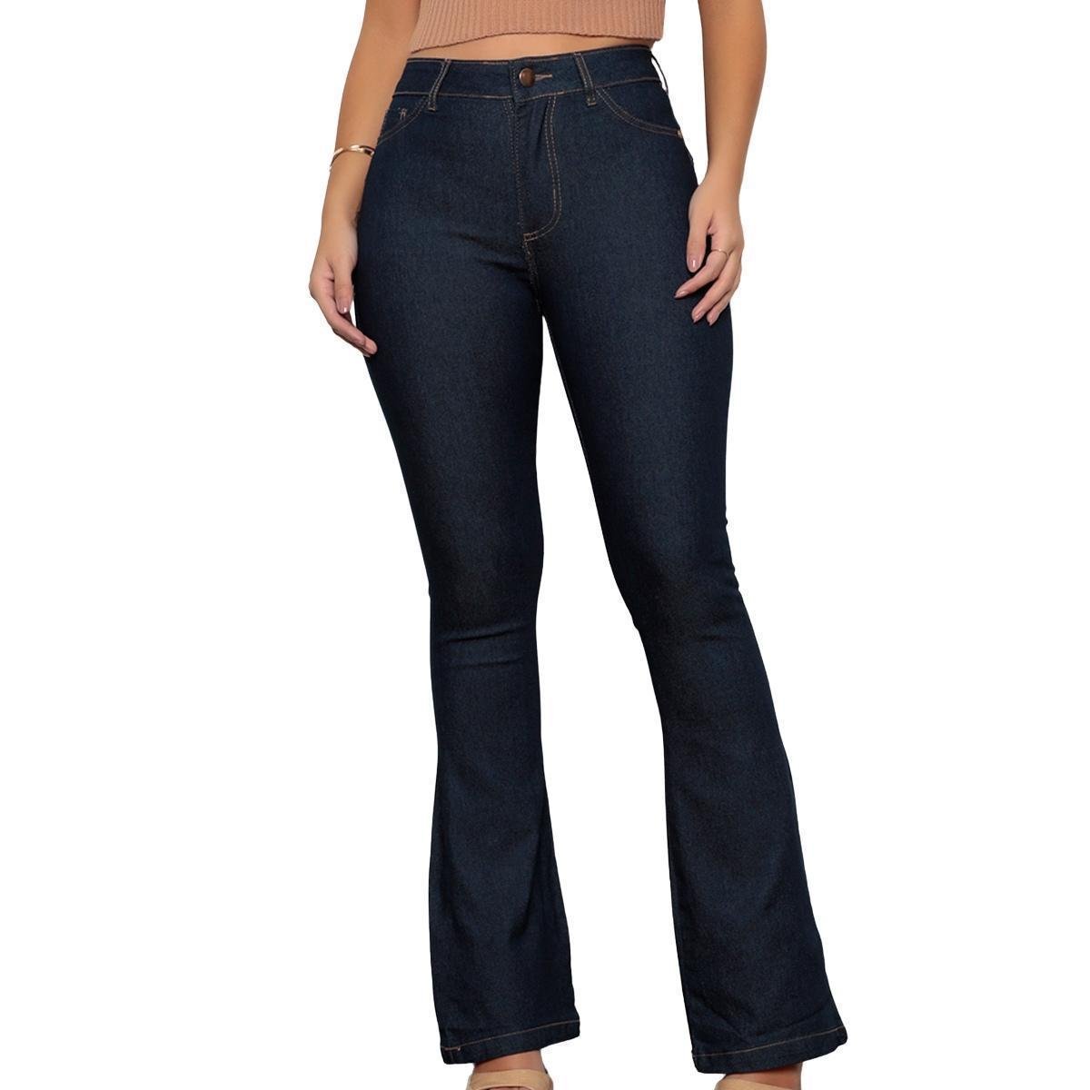 Jeans Flare Blusa Com CalÇa Boca De Sino Calça Boca De Sino Azul