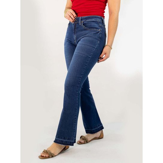 Calça Jeans Feminina Flare Petit Alta Barra Desfiada Anticorpus