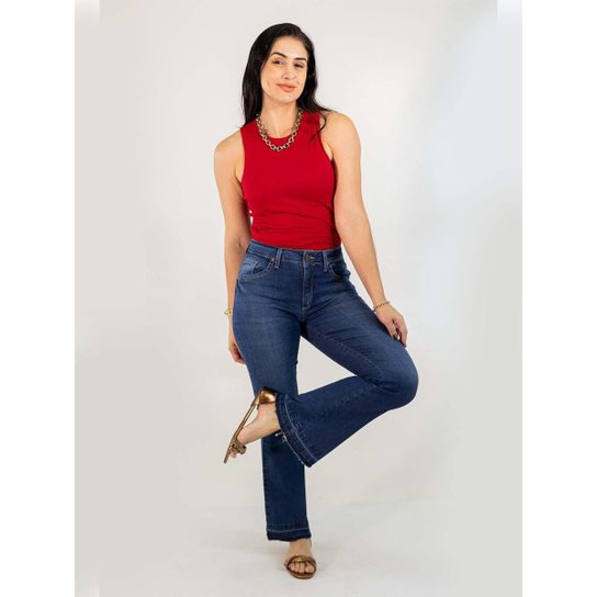 Calça Jeans Feminina Flare Petit Alta Barra Desfiada Anticorpus