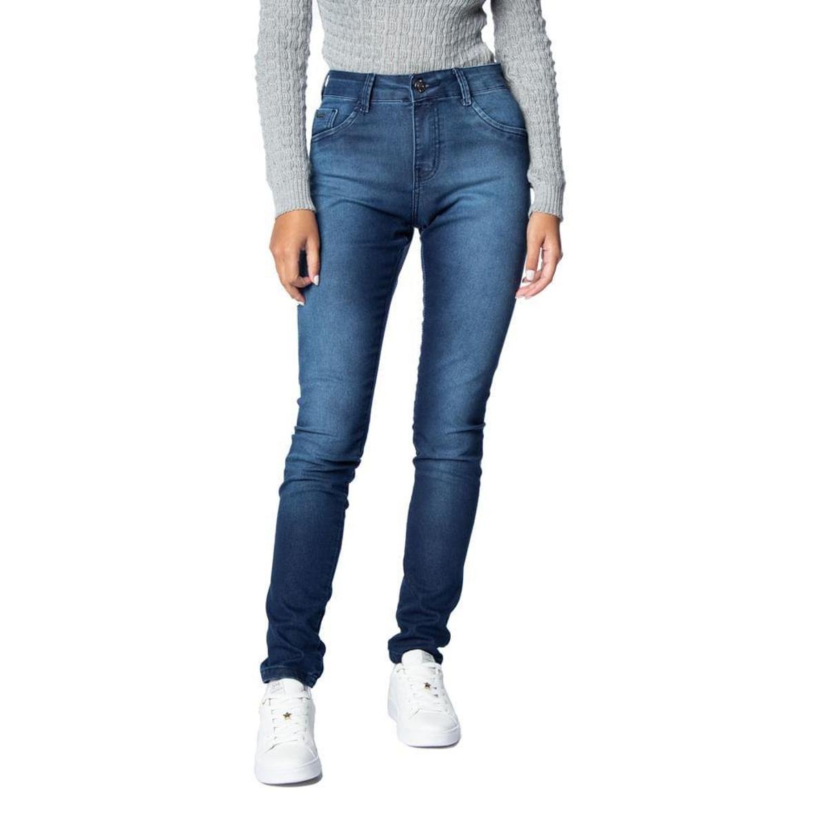 Calça Jeans Feminina Pitt Skinny Cintura Média Azul Menor preço em Calça Jeans Feminina Pitt Skinny Cintura Média Azul