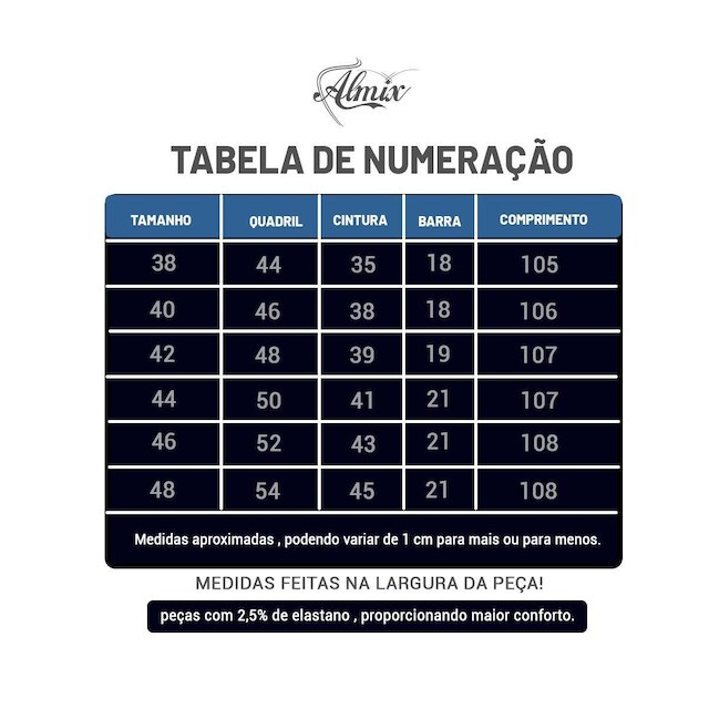 Calça Jeans Feminina Reta tradicional ALMIX