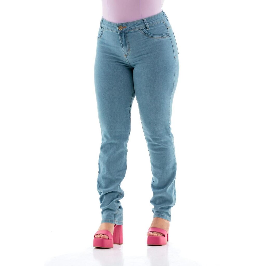 Calça Jeans Feminina Slim com Detalhe 2 Ag. Finas