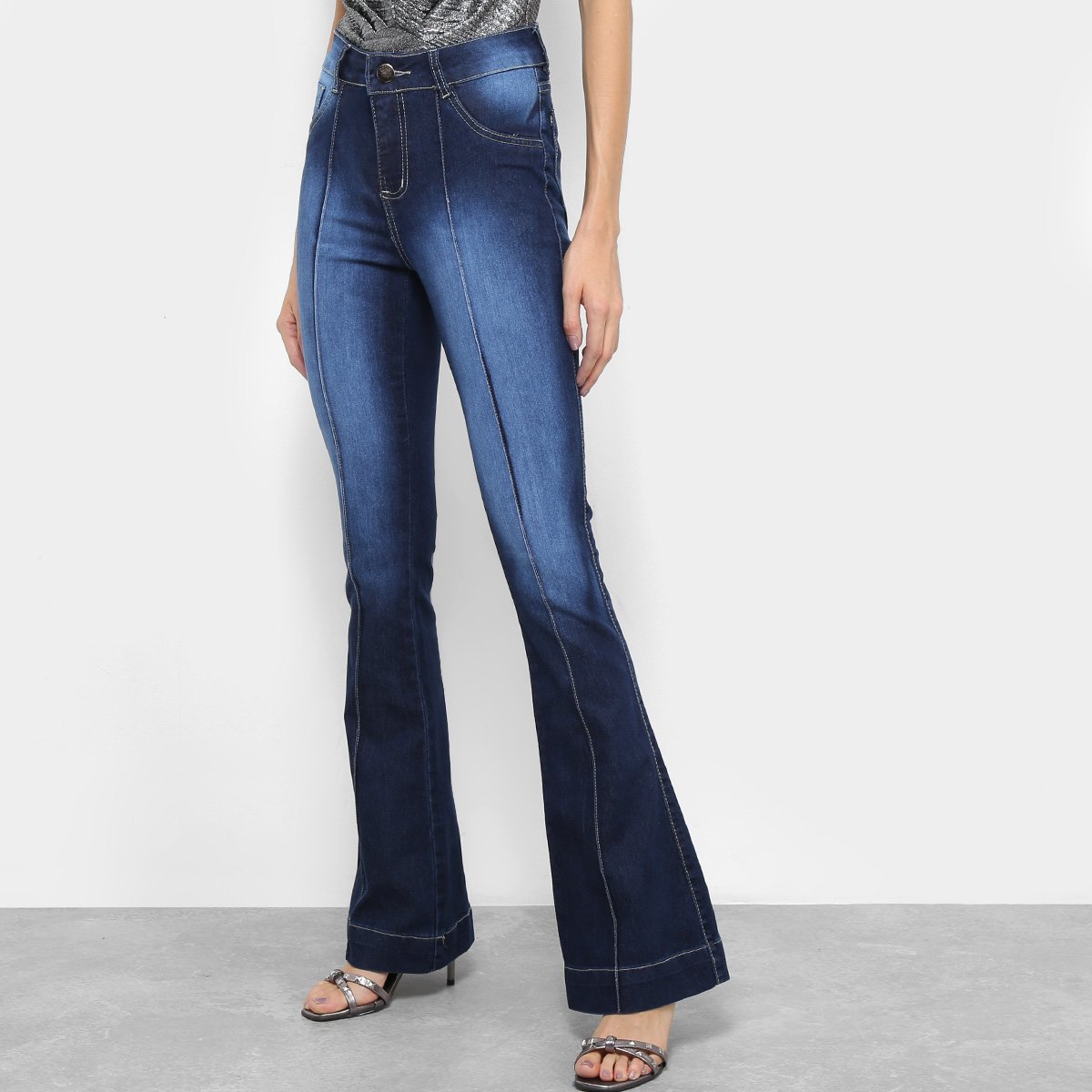 calça jeans flare feminina cintura alta