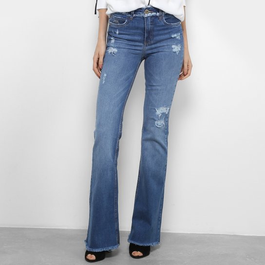 Calça Jeans Flare Colcci Cintura Média Feminina - Azul