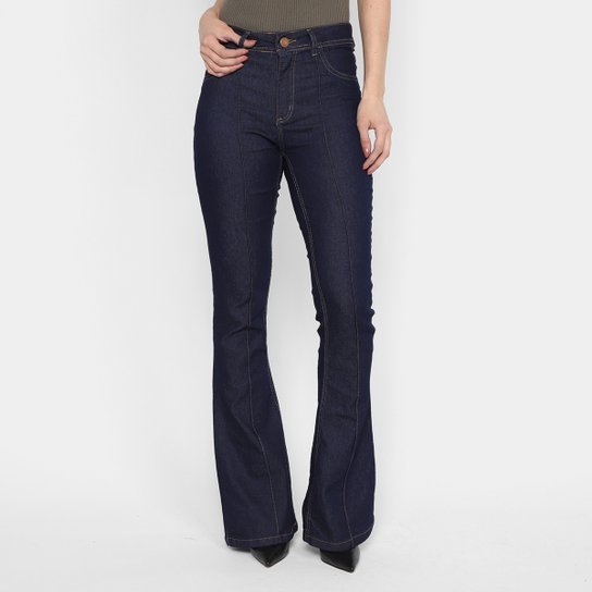Calça Jeans Flare Grifle com Friso Feminina - Marinho Menor preço em Calça Jeans Flare Grifle com Friso Feminina - Marinho