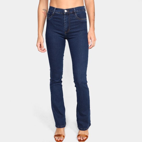 Calça Jeans Flare Sawary Cintura Alta Feminina - Marinho Menor preço em Calça Jeans Flare Sawary Cintura Alta Feminina - Marinho