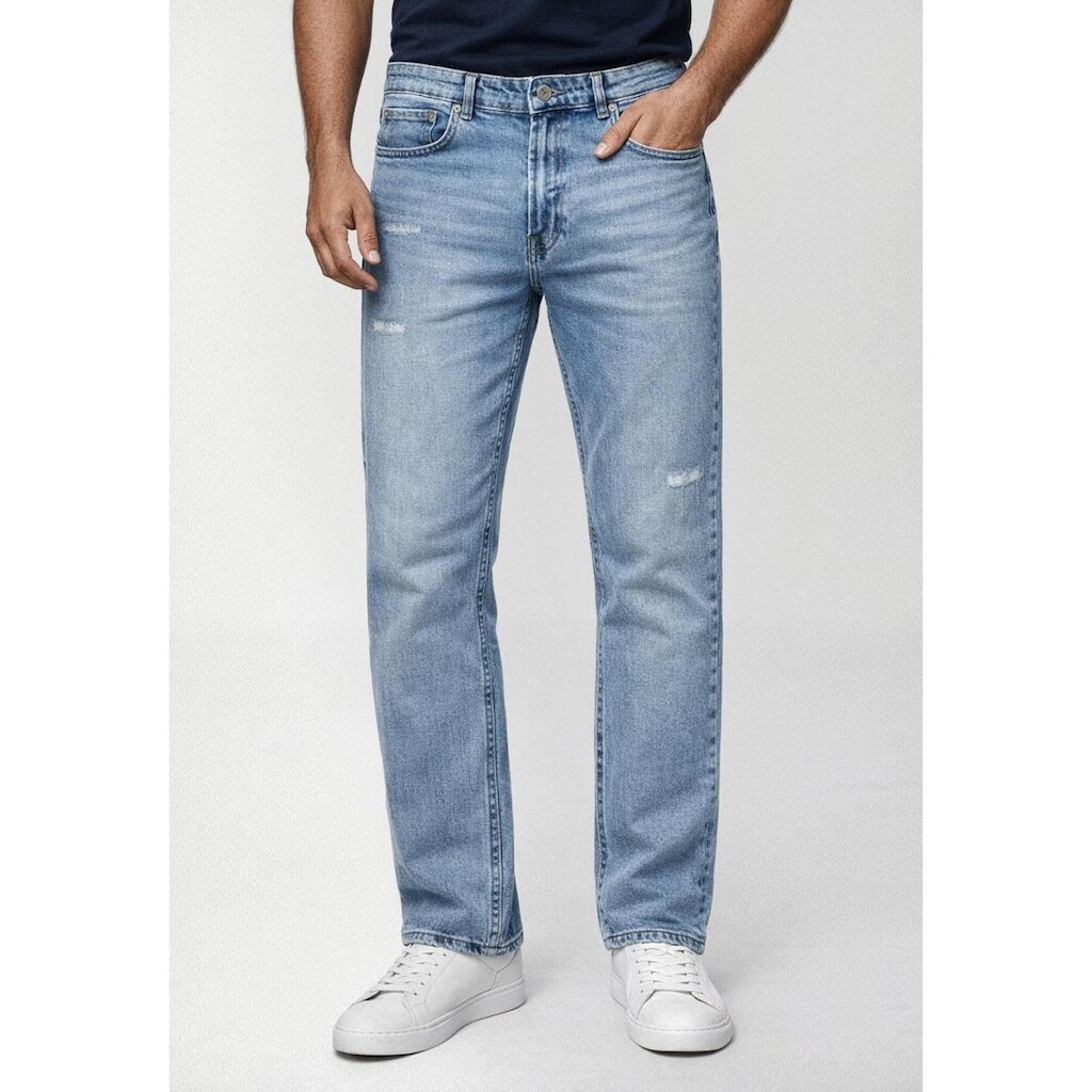 Calça Jeans Guess Tapered Puidos Azul Claro