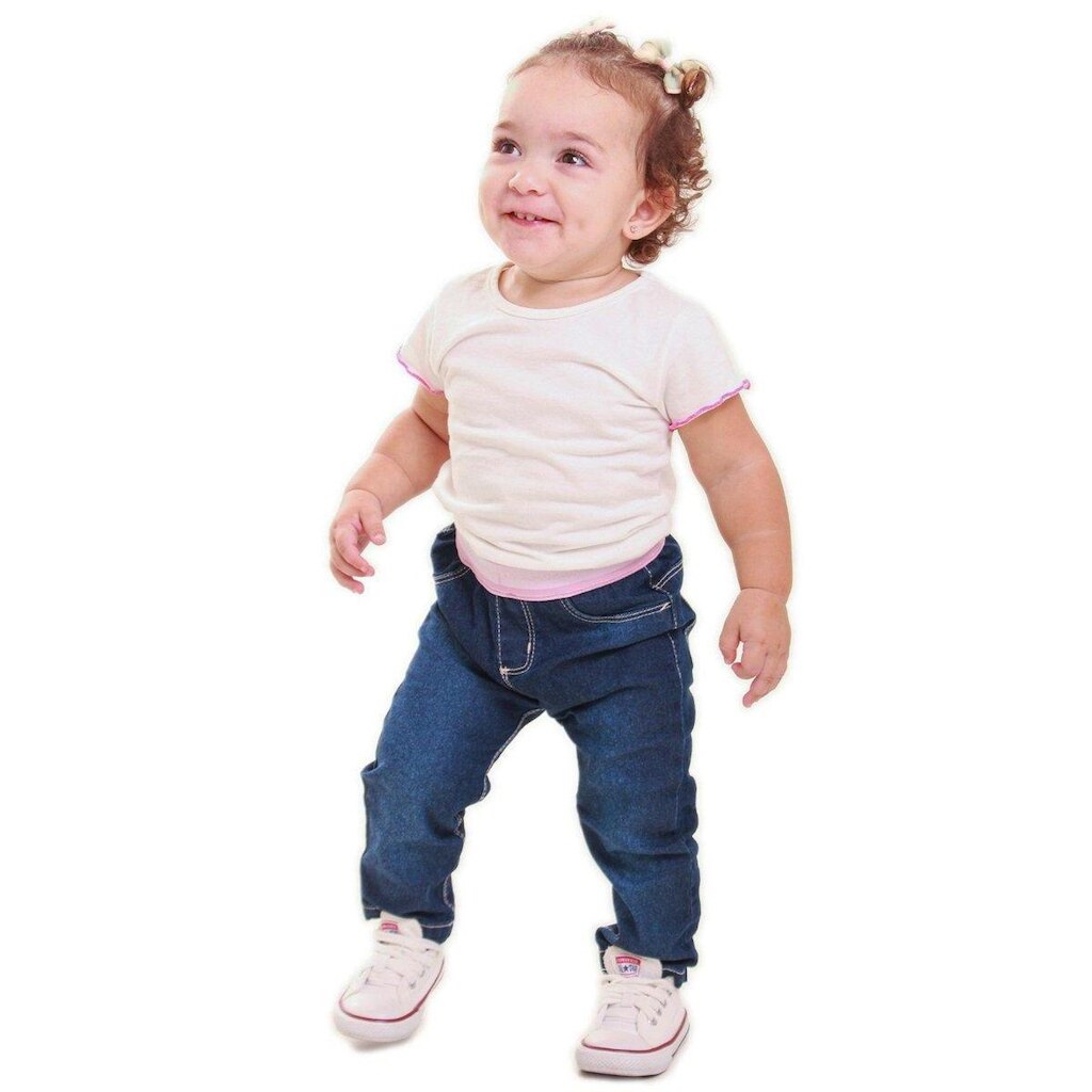 Calça Jeans Infantil Bebê Menina Jogger