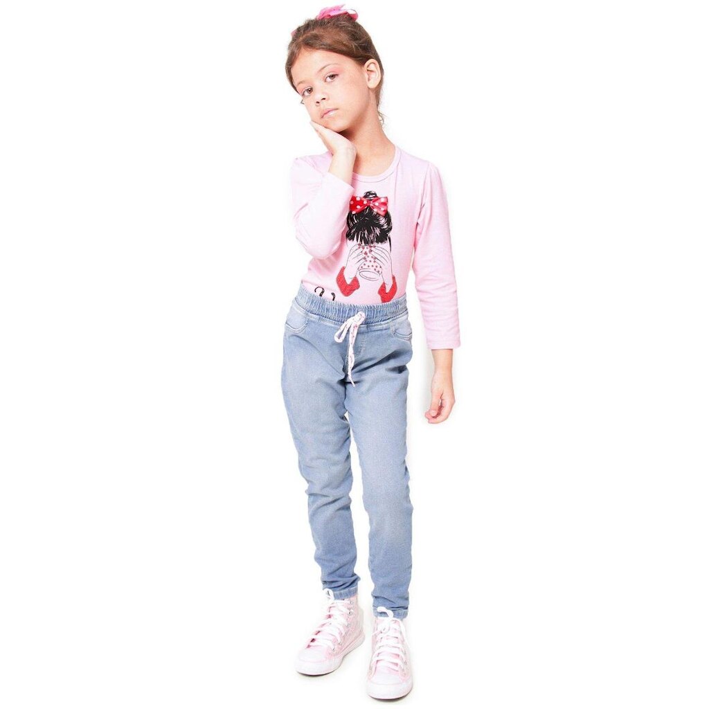 Calça Jeans Infantil Menina Jogger Moletom