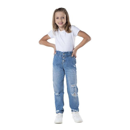 Calça Jeans Infantil Mom Mania Kids Menina -6090 Azul Claro