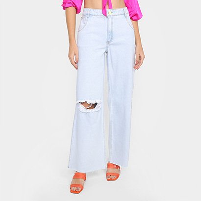 Calça Jeans Lança Perfume Wide Leg Low Feminina - Feminino