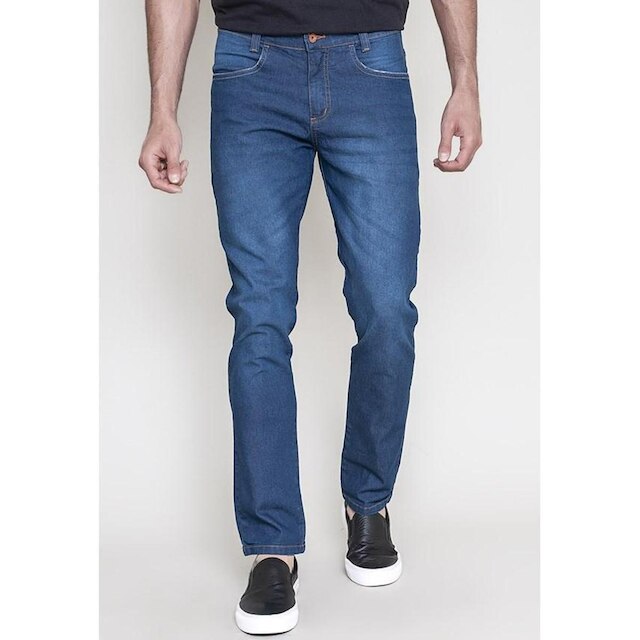 Calça Jeans Lemier Collection Slim Fit Com Bolsos - Azul Menor preço em Calça Jeans Lemier Collection Slim Fit Com Bolsos - Azul