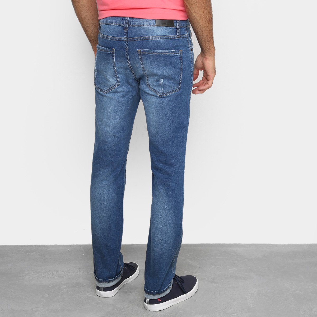 Calça Jeans Malwee Slim Com Puídos Masculina - 1