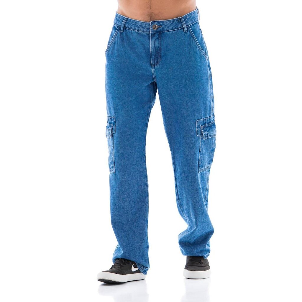 Calça Jeans Masculina Arauto Cargo Reta