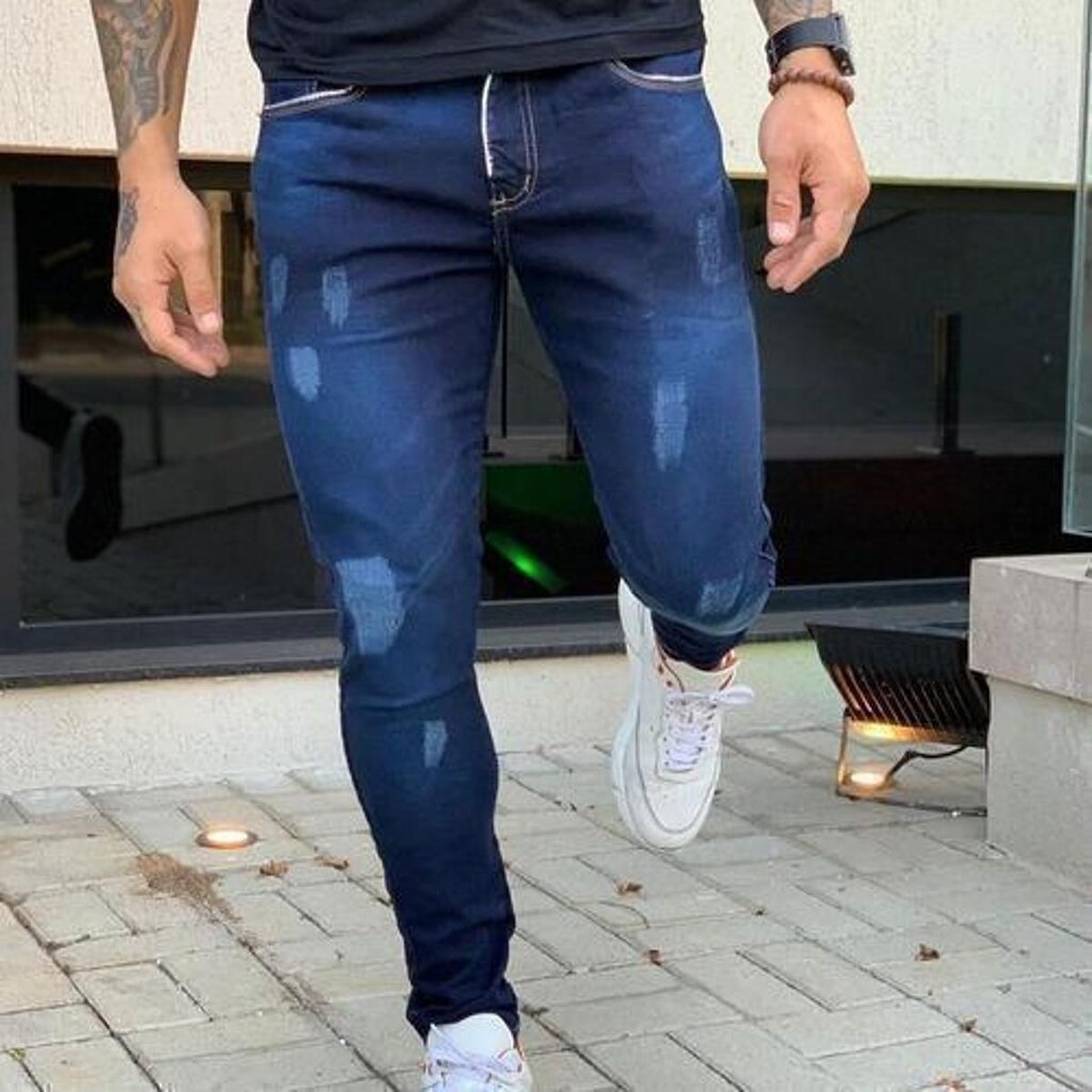 Calça Jeans Masculina Azul Escuro Original Slim Elastano