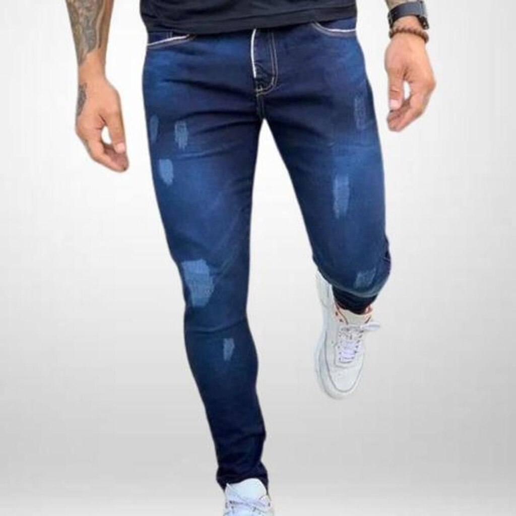 Calça Jeans Masculina Azul Escuro Original Slim Elastano