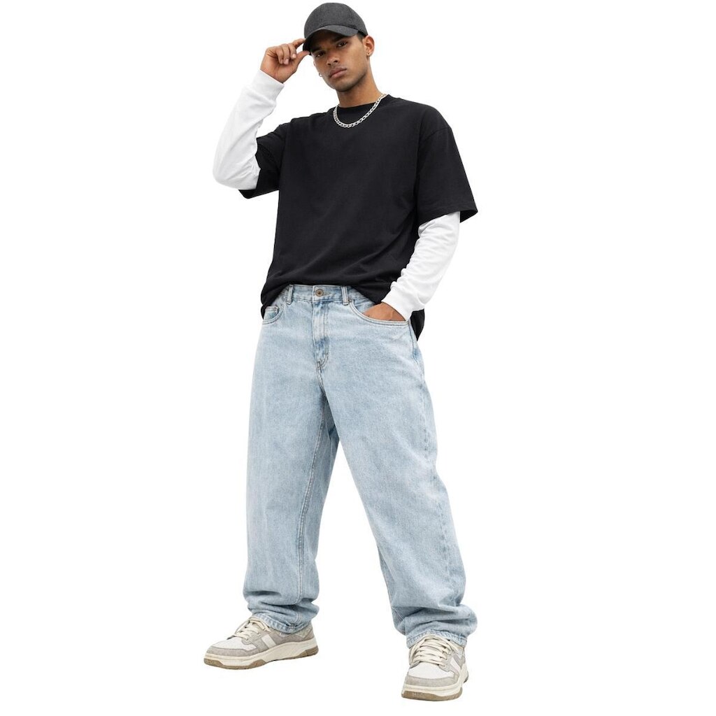 Calça Jeans Masculina Bag Reta Algodão Casual Streetwear Confortável Premium