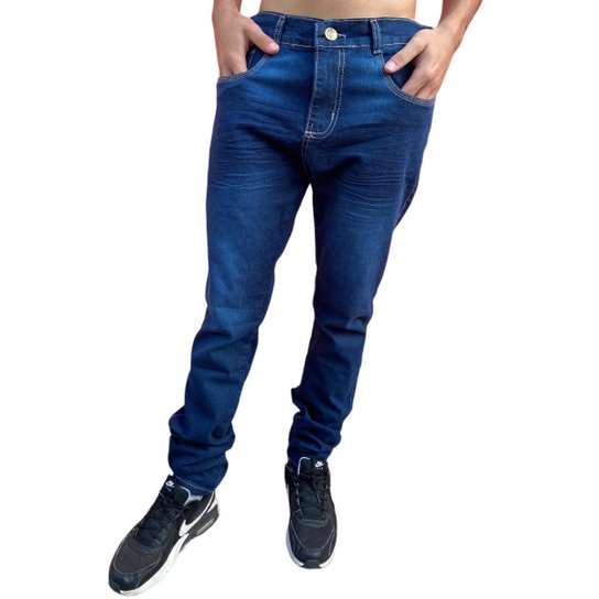 Calça Jeans Masculina Barata Slim Fit Direto Fabrica - Azul Menor preço em Calça Jeans Masculina Barata Slim Fit Direto Fabrica - Azul