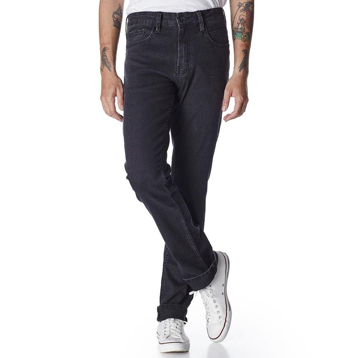 Calça Jeans Masculina Convicto Regular Preta Bordada 48 - Preto-jeans Menor preço em Calça Jeans Masculina Convicto Regular Preta Bordada 48 - Preto-jeans