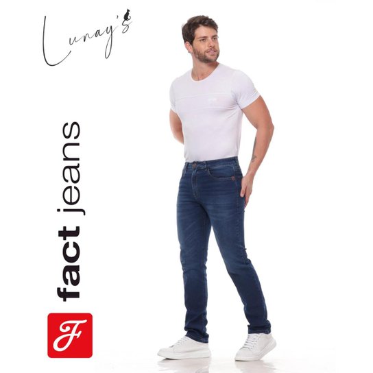 Calça Jeans Masculina Fact Jeans L876 - Azul Menor preço em Calça Jeans Masculina Fact Jeans L876 - Azul