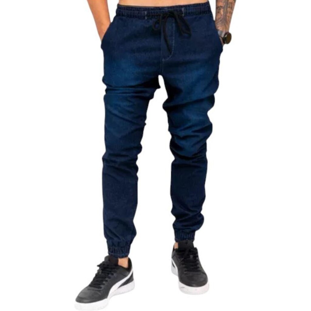Calça Jeans Masculina Jogger com Punho- Enfim