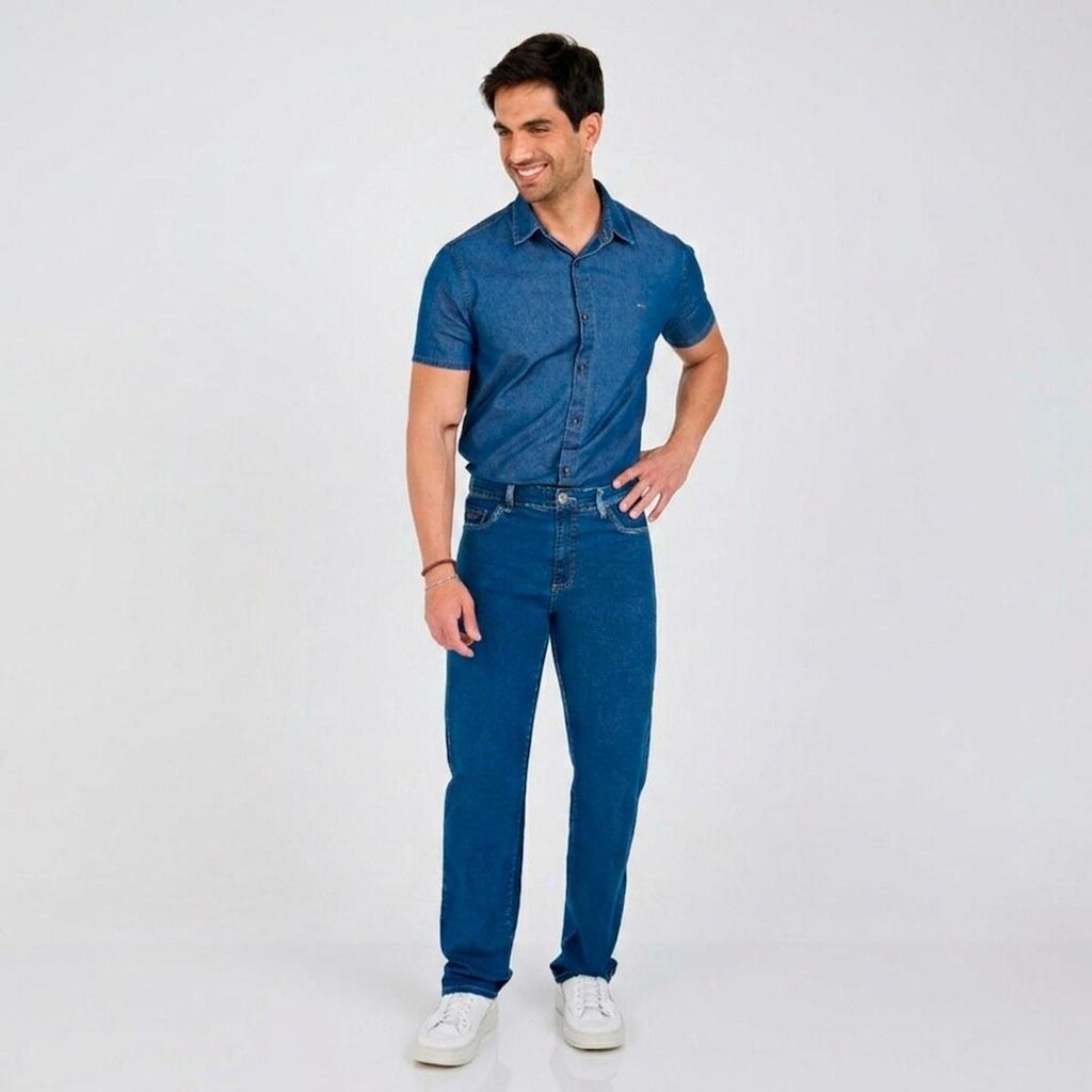Calça Jeans Masculina Reta Stone Tradicional Max Denim