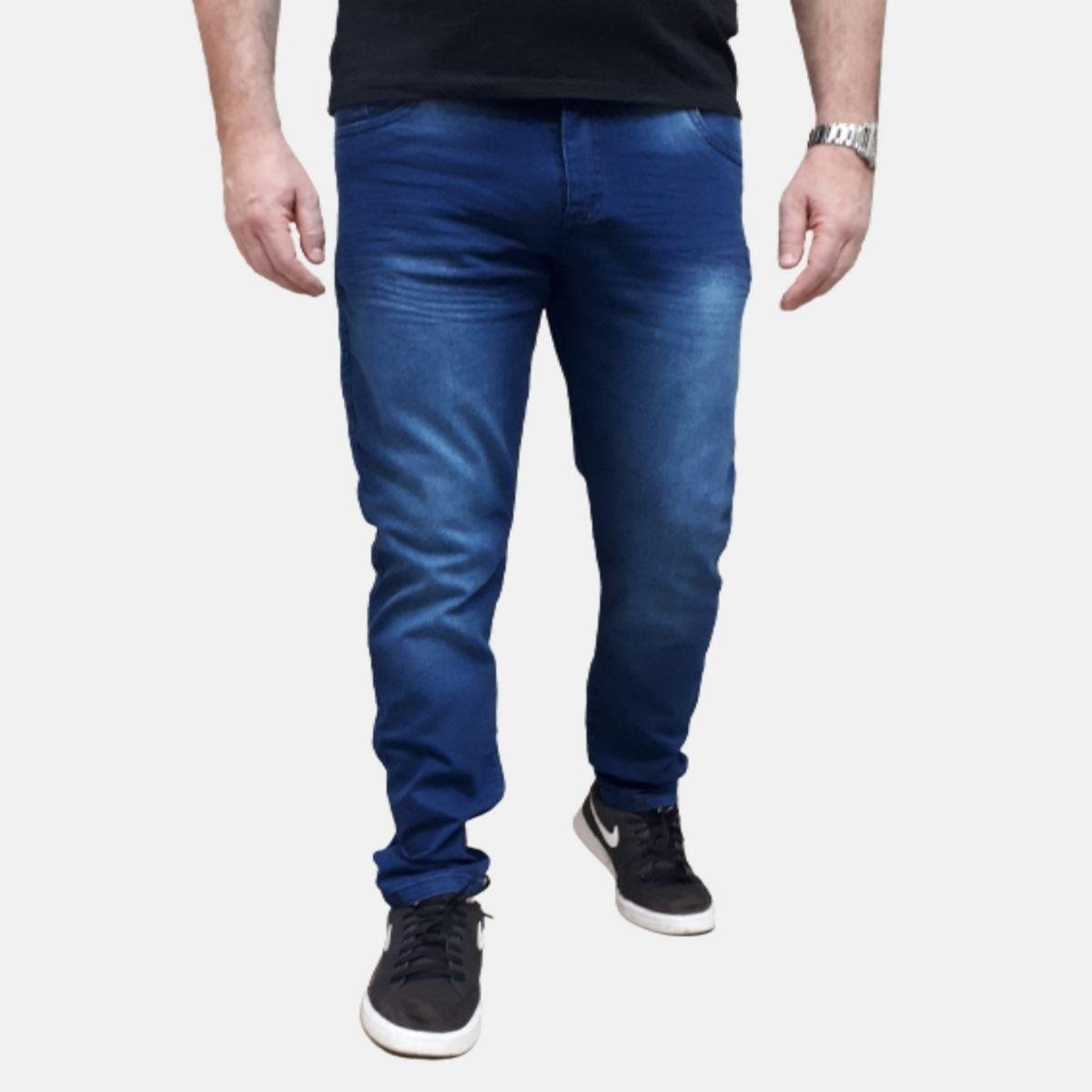 Calça Jeans Masculina Tradicional Elastano Escuro Menor preço em Calça Jeans Masculina Tradicional Elastano Escuro